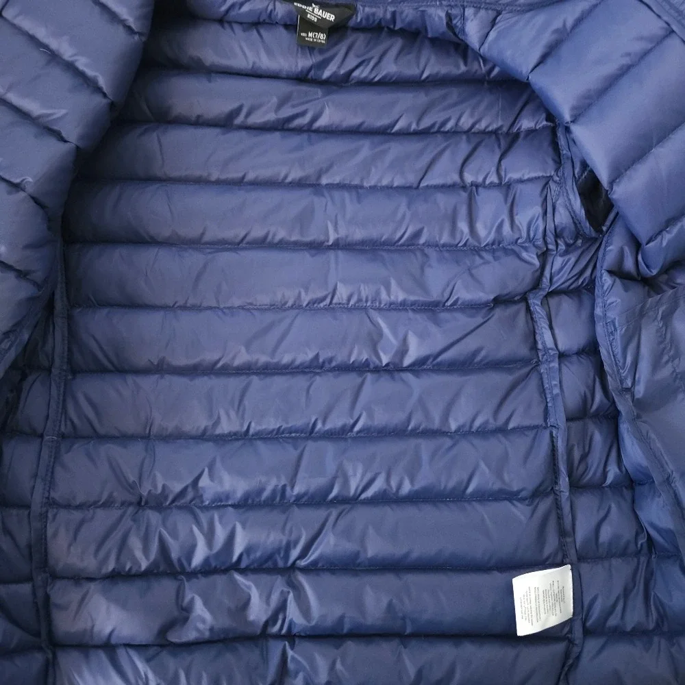 Eddie Bauer Kids Youth‎ M 7/8 Navy Blue 650 Fill Down Packable Puffer Jacket New